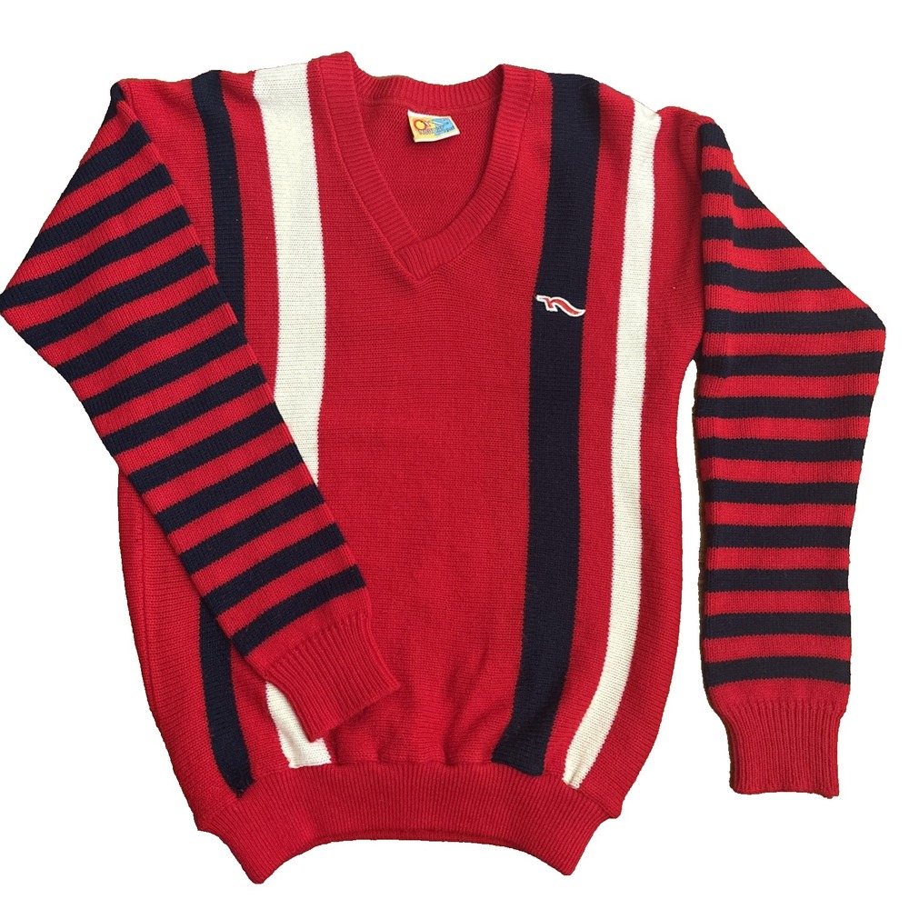 Vintage Norway Sport Norwegian Sweater Women's Large Red White and Blue‎ 1980s